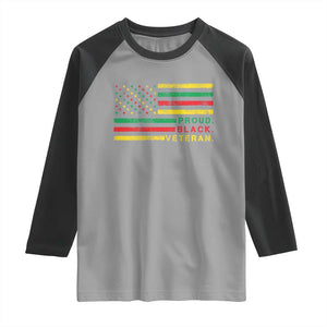 Proud Black Veteran Raglan Shirt Veterans Day Proud Military American Flag TS11 Sport Gray Black Print Your Wear