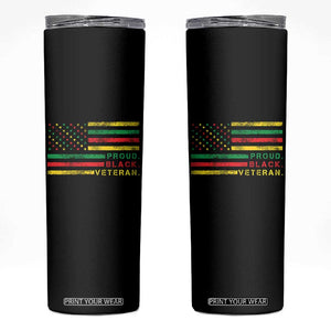 Proud Black Veteran Skinny Tumbler Veterans Day Proud Military American Flag TS11 Black Print Your Wear
