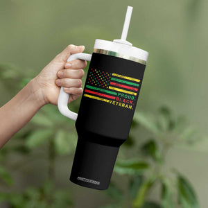 Proud Black Veteran Tumbler With Handle Veterans Day Proud Military American Flag TS11 Print Your Wear