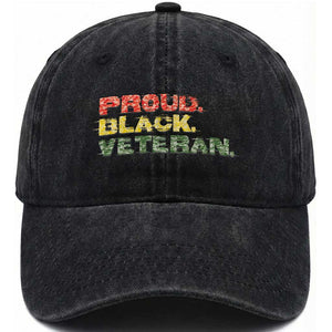 Proud Black Veteran Washed Cotton Baseball Cap Veterans Day Proud Military Camouflage TS11 Washed Cap Universal Fit Black Print Your Wear