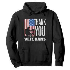 Thank You Veterans Hoodie American Flag Veterans Day TS11 Black Print Your Wear