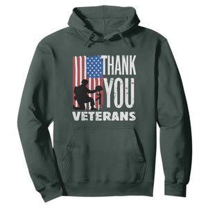 Thank You Veterans Hoodie American Flag Veterans Day TS11 Dark Forest Green Print Your Wear