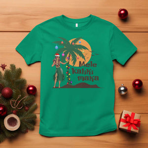 Christmas In Hawaii T Shirt Mele Kalikimaka Retro Hula Girls Santa Hat Xmas TS11 Irish Green Print Your Wear