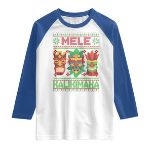 Christmas In Hawaii Raglan Shirt Mele Kalikimaka Ugly Tikis Kakau Tattoo TS11 White Royal Print Your Wear