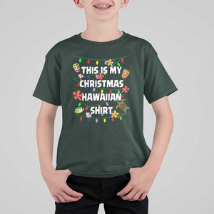 Christmas In Hawaii T Shirt For Kid This Is My Christmas Hawaiian Shirt Tikis Hibiscus Flower TS11 Dark Forest Green Print Your Wear