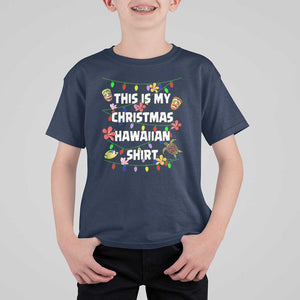 Christmas In Hawaii T Shirt For Kid This Is My Christmas Hawaiian Shirt Tikis Hibiscus Flower TS11 Navy Print Your Wear