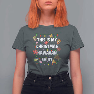 Christmas In Hawaii T Shirt For Women This Is My Christmas Hawaiian Shirt Tikis Hibiscus Flower TS11 Dark Heather Print Your Wear