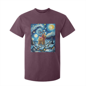Yule Goat T Shirt For Kid Yule Starry Night Winter Solstice Christmas Vincent Van Gogh TS11 Maroon Print Your Wear