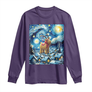 Yule Goat Long Sleeve Shirt Yule Starry Night Winter Solstice Christmas Vincent Van Gogh TS11 Purple Print Your Wear