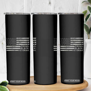 Proud Black Veteran Skinny Tumbler Veterans Day Proud Vintage American Flag Military TS11 Print Your Wear
