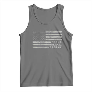 Proud Black Veteran Tank Top Veterans Day Proud Vintage American Flag Military TS11 Black Heather Print Your Wear
