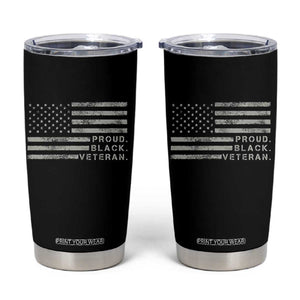 Proud Black Veteran Tumbler Cup Veterans Day Proud Vintage American Flag Military TS11 Black Print Your Wear