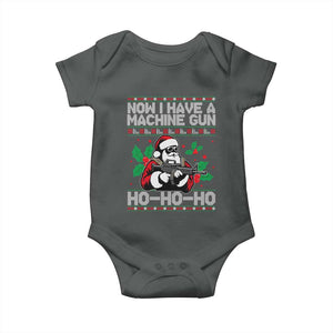 Funny Christmas 80's Die Movie Baby Onesie Now I Have A Machine Gun Ho Ho Ho Gun Lover TS11 Dark Heather Print Your Wear