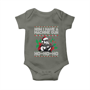 Funny Christmas 80's Die Movie Baby Onesie Now I Have A Machine Gun Ho Ho Ho Gun Lover TS11 Military Green Print Your Wear