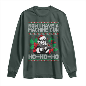 Funny Christmas 80's Die Movie Long Sleeve Shirt Now I Have A Machine Gun Ho Ho Ho Gun Lover TS11 Dark Forest Green Print Your Wear