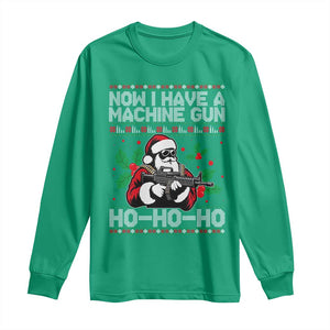 Funny Christmas 80's Die Movie Long Sleeve Shirt Now I Have A Machine Gun Ho Ho Ho Gun Lover TS11 Irish Green Print Your Wear