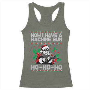 Funny Christmas 80's Die Movie Racerback Tank Top Now I Have A Machine Gun Ho Ho Ho Gun Lover TS11 Military Green Print Your Wear