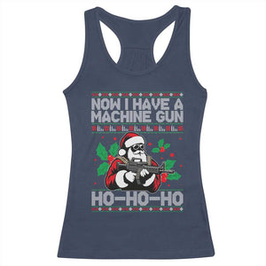 Funny Christmas 80's Die Movie Racerback Tank Top Now I Have A Machine Gun Ho Ho Ho Gun Lover TS11 Navy Print Your Wear