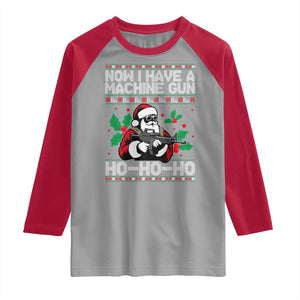 Funny Christmas 80's Die Movie Raglan Shirt Now I Have A Machine Gun Ho Ho Ho Gun Lover TS11 Sport Gray Red Print Your Wear