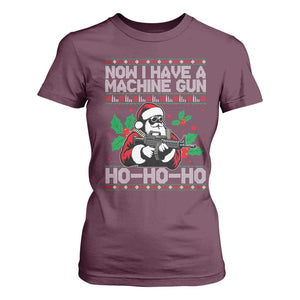 Funny Christmas 80's Die Movie T Shirt For Women Now I Have A Machine Gun Ho Ho Ho Gun Lover TS11 Maroon Print Your Wear