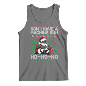 Funny Christmas 80's Die Movie Tank Top Now I Have A Machine Gun Ho Ho Ho Gun Lover TS11 Black Heather Print Your Wear