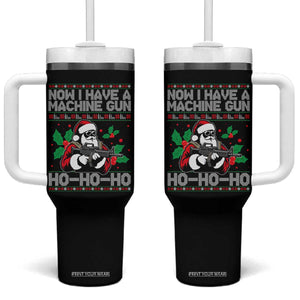 Funny Christmas 80's Die Movie Tumbler With Handle Now I Have A Machine Gun Ho Ho Ho Gun Lover TS11 One Size: 40 oz Black Print Your Wear