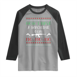 Now I Have A Machine Gun Raglan Shirt Funny Christmas Movie Gun Lover TS11 Sport Gray Black Print Your Wear