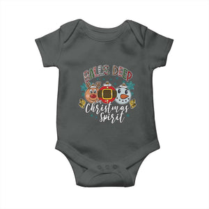 Funny Balls Deep In Christmas Spirit Baby Onesie Xmas Humorous Festive TS11 Dark Heather Print Your Wear