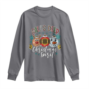 Funny Balls Deep In Christmas Spirit Long Sleeve Shirt Xmas Humorous Festive TS11 Charcoal Print Your Wear