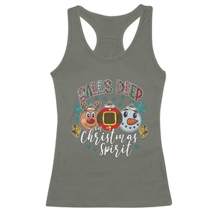 Funny Balls Deep In Christmas Spirit Racerback Tank Top Xmas Humorous Festive TS11 Military Green Print Your Wear