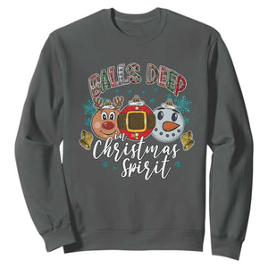 Funny Balls Deep In Christmas Spirit Sweatshirt Xmas Humorous Festive TS11 Dark Heather Print Your Wear