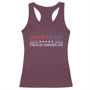 Antifascist Proud American Racerback Tank Top Fight Fascism Protest Liberal Democrat TS11 Maroon Print Your Wear