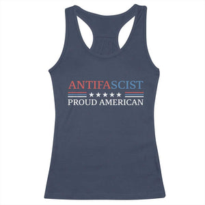Antifascist Proud American Racerback Tank Top Fight Fascism Protest Liberal Democrat TS11 Navy Print Your Wear