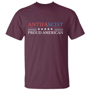 Antifascist Proud American T Shirt Fight Fascism Protest Liberal Democrat TS11 Maroon Print Your Wear
