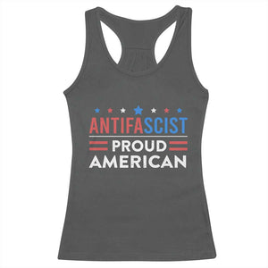 Antifascist Proud American Racerback Tank Top Fight Fascism Protest Human Rights TS11 Dark Heather Print Your Wear