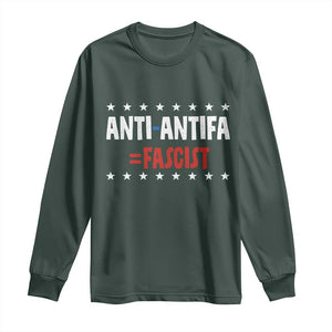 Fight Fascism Protest Anti Fascism Long Sleeve Shirt Vintage Stars And Stripes TS11 Dark Forest Green Print Your Wear