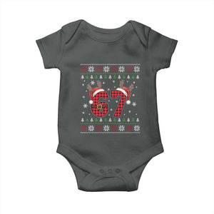 Funny 67 Six Seven Meme Brainrot Cringe Christmas Plaid Graphic Baby Onesie TS11 Dark Heather Print Your Wear