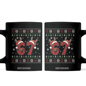 Funny 67 Six Seven Meme Brainrot Cringe Christmas Plaid Graphic Coffee Mug TS11 Black Print Your Wear