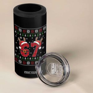 Funny 67 Six Seven Meme Brainrot Cringe Christmas Plaid Graphic 4 in 1 Can Cooler Tumbler TS11 Print Your Wear