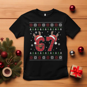 Funny 67 Six Seven Meme Brainrot Cringe Christmas Plaid Graphic T Shirt TS11 Black Print Your Wear