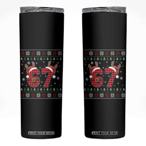 Funny 67 Six Seven Meme Brainrot Cringe Christmas Plaid Graphic Skinny Tumbler TS11 Black Print Your Wear