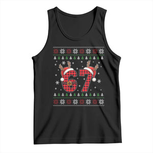 Funny 67 Six Seven Meme Brainrot Cringe Christmas Plaid Graphic Tank Top TS11 Black Print Your Wear