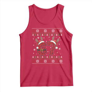Funny 67 Six Seven Meme Brainrot Cringe Christmas Plaid Graphic Tank Top TS11 Red Print Your Wear