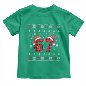 Funny 67 Six Seven Meme Brainrot Cringe Christmas Plaid Graphic Toddler T Shirt TS11 Irish Green Print Your Wear