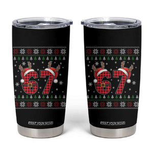 Funny 67 Six Seven Meme Brainrot Cringe Christmas Plaid Graphic Tumbler Cup TS11 Black Print Your Wear
