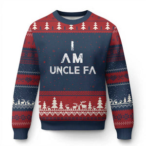 Funny I Am Uncle Fa Ugly Christmas Sweater Political Satire Fight Fascism Protest TS11 Navy Red Print Your Wear