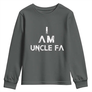 Funny I Am Uncle Fa Youth Sweatshirt Political Satire Fight Fascism Protest TS11 Dark Heather Print Your Wear