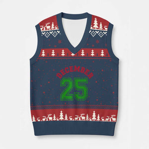 December 25 Xmas Sport Jersey Number Xmas V-Neck Knit Sweater Vest TS11 Navy Red Print Your Wear
