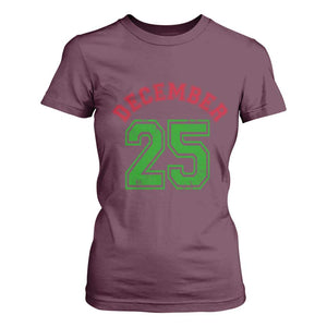 December 25 Christmas Sport Jersey Number Xmas T Shirt For Women TS11 Maroon Print Your Wear