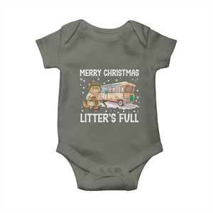 Funny Merry Christmas Litter's Full Cat Parody Baby Onesie Xmas Movie TS11 Military Green Print Your Wear